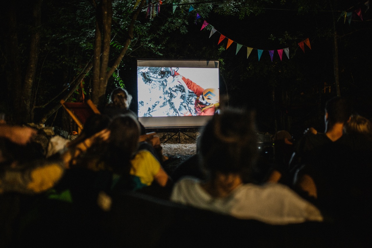 Open-air cinema screening at the Eco Centre